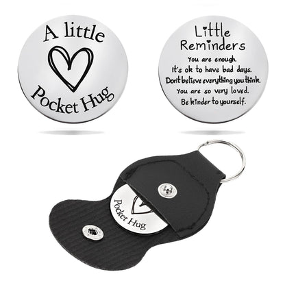 Pocket Hug Token Keychain for Women & Men - Inspirational Gifts for Him & Her Christmas Valentine's Day Graduation