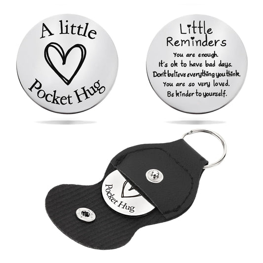Pocket Hug Token Keychain for Women & Men - Inspirational Gifts for Him & Her Christmas Valentine's Day Graduation