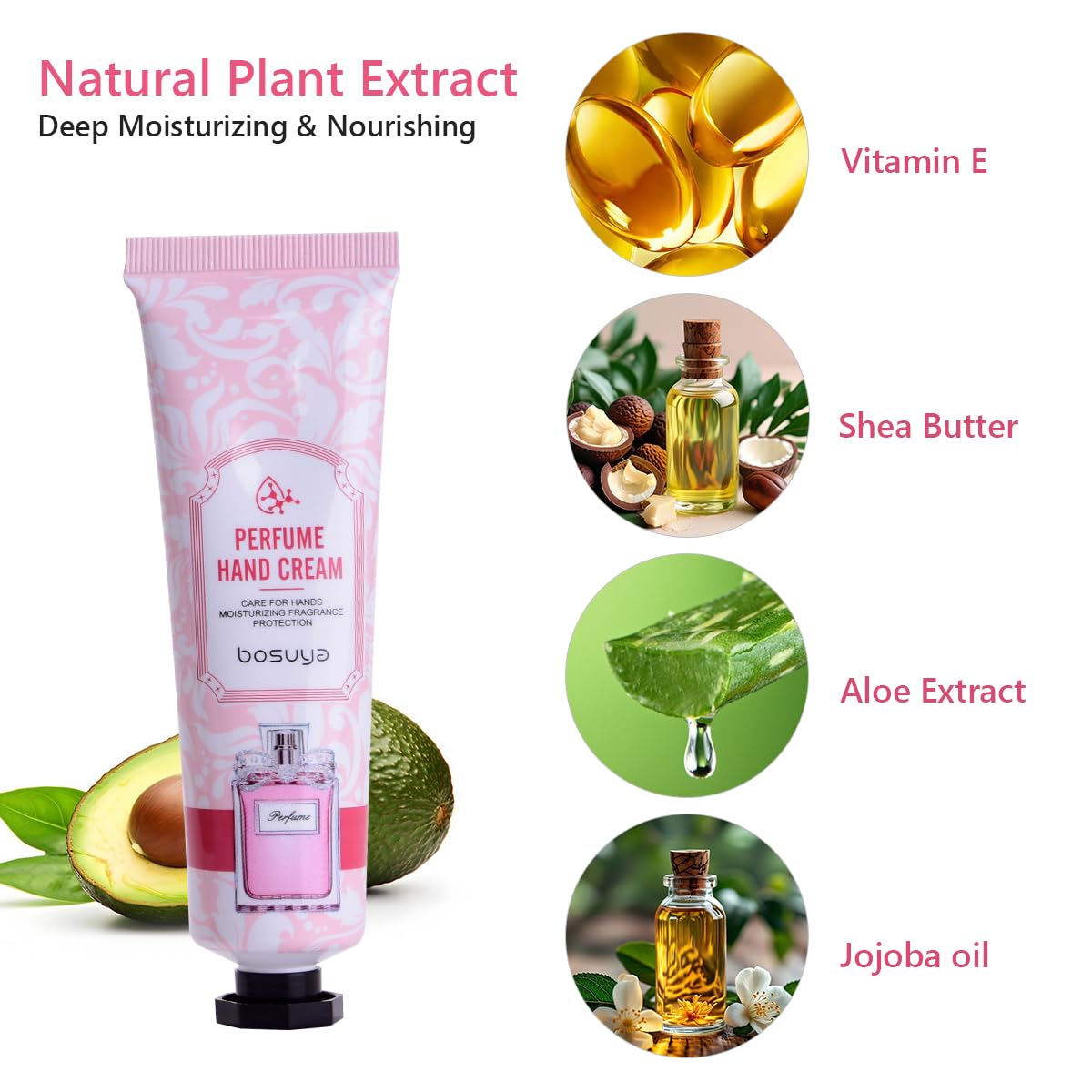 5 Pack Hand Cream for Dry Cracked Hands,Easter Basket Stuffers,Gifts for Women,Girls,Mothers Day Gifts,Natural Plant Fragrance Mini Hand Lotion Moisturizing Hand Care Cream