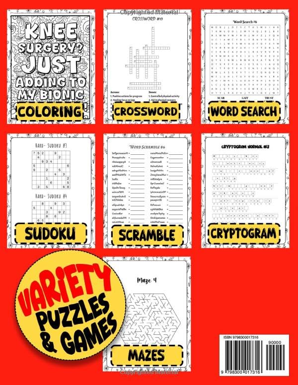 This is My Knee Surgery Recovery Activity Book: Funny Gift and Relaxing Activities to Support Through Knee Replacement Recovery (With Over 100 Games ... Pages,Word Search,Word Scramble... and More