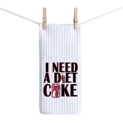 ZJXHPO Diet Drinks Kitchen Towel - Waffle Weave, Polyester/Polyamide Blend, 16"x24", Need Diet Towel