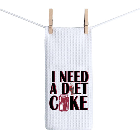 ZJXHPO Diet Drinks Kitchen Towel - Waffle Weave, Polyester/Polyamide Blend, 16"x24", Need Diet Towel