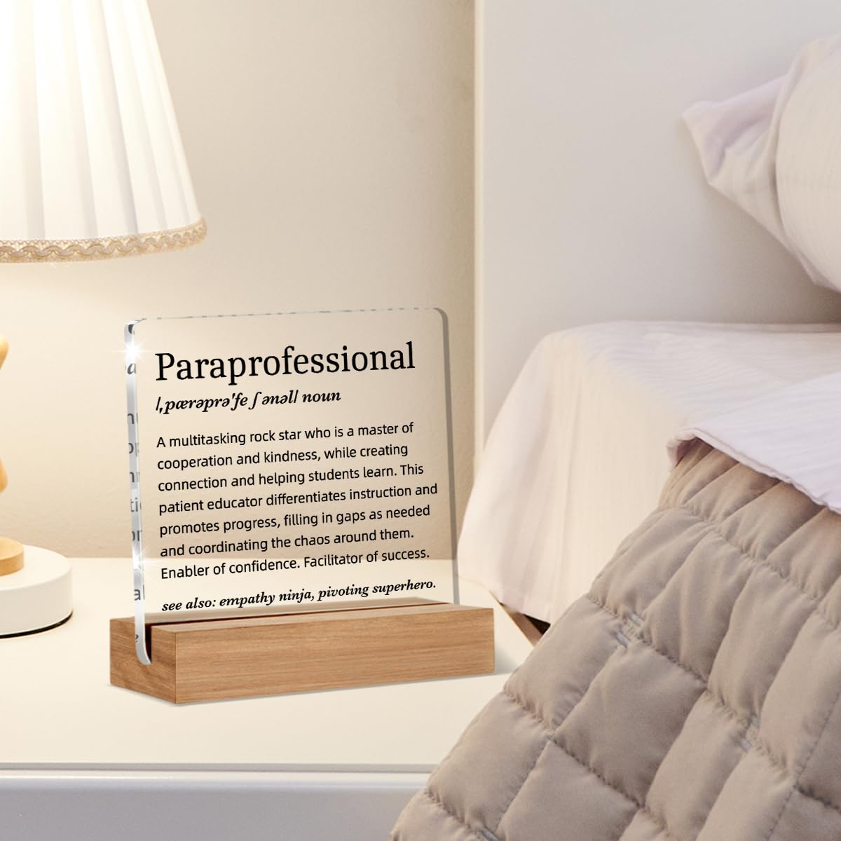 Paraprofessional Gifts, Paraprofessional Definition Gift, Thank You Gifts for Paraprofessionals, Desk Decor Acrylic Sign, 4 x 4 Inches