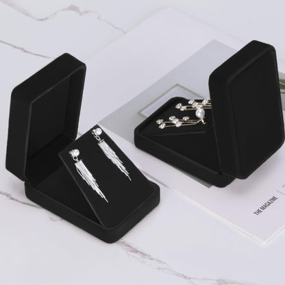 LETURE 2 Pieces Velvet Jewelry Gift Boxes for Necklace Pendant Earring Bracelet, Small Jewelry Storage Display Case for Christmas Wedding Engagement Birthday Anniversary (Black)