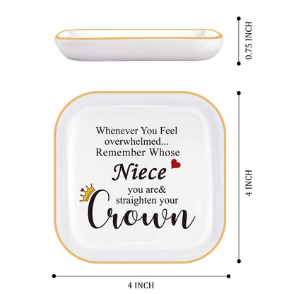 PUDDING CABIN Niece Gifts from Auntie, Jewelry Ring Holder Dish, Remember Whose Niece You Are, Birthday Mothers Day Gift