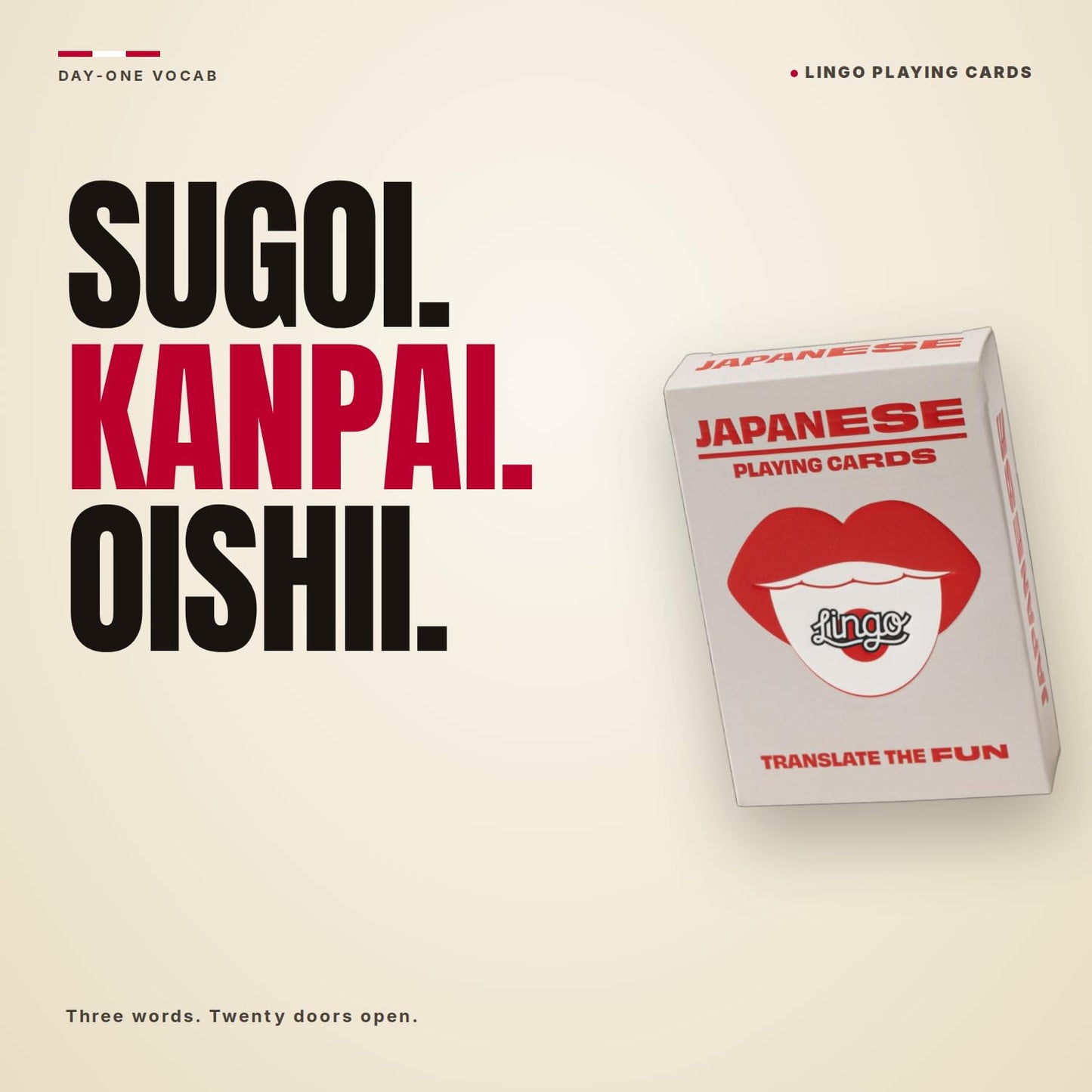 Lingo Japanese Playing Cards | Travel Flashcards | Learn Japanese Vocabulary in A Fun & Easy Way | 52 Essential Translations