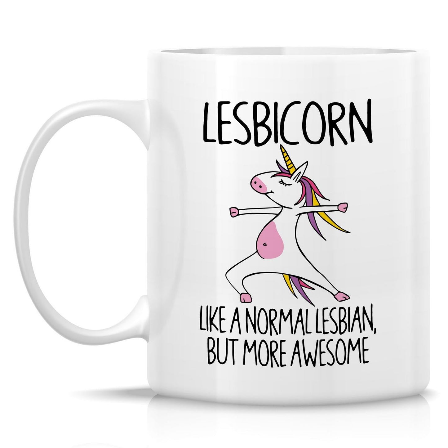 Retreez Funny Lesbian Mug Gift Awesome Lesbicorn Unicorn LGBT LGBTQ Equality Pride 11 Oz Ceramic Coffee Mugs - Sarcastic Motivational Inspirational birthday gifts for bestie her friend coworker sister
