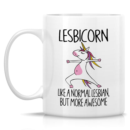 Retreez Funny Lesbian Mug Gift Awesome Lesbicorn Unicorn LGBT LGBTQ Equality Pride 11 Oz Ceramic Coffee Mugs - Sarcastic Motivational Inspirational birthday gifts for bestie her friend coworker sister