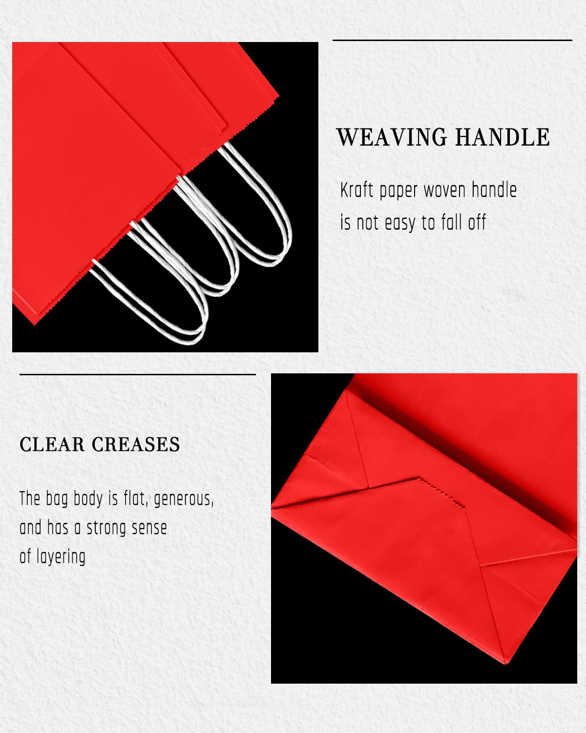 Bakepacker 24Pcs Paper Gift Bag with Handles Bulk Red Paper Bags Multiple Uses (8.3"x6"x3.15", Small Size)