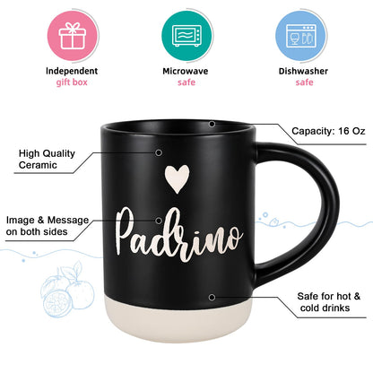 Cabtnca Godparents Proposal Gift, Padrinos Proposal Gift, Padrino Madrina Mugs, Christmas Birthday Gifts for Godparents from Godchild, Godmother Godfather Godparents Gifts for Baptism, 16 Oz Set of 2