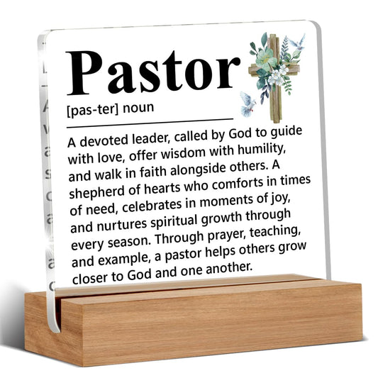 Pastor Appreciation Gifts, Pastor Gifts for Men, Thank You Gift for Pastors Clear Acrylic Decorative Sign Desk Decor for Birthday Thanksgiving Christmas Appreciation Day