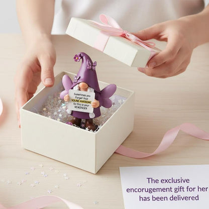 Lavezee Inspirational Gnomes Gifts, Purple Spring Gnome Gift with Sometimes You Forget Your Awesome, Encouragement Gifts for Women, Mom, Sister,Wife, Girlfriend
