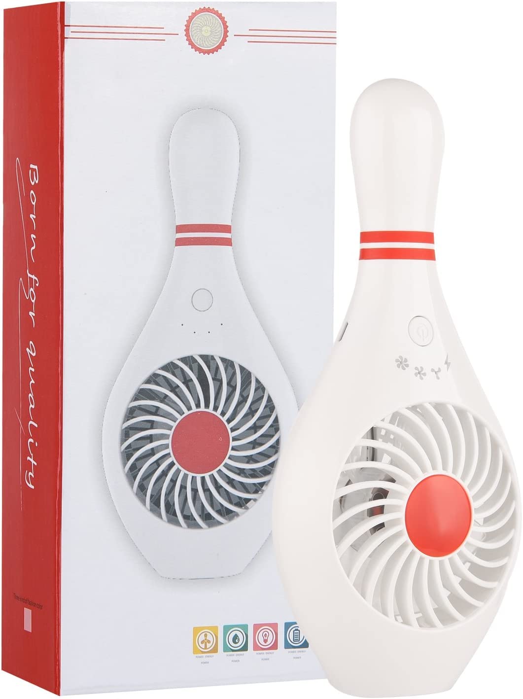 Handheld Portable Fan Bowling Pin Shaped Mini Small Personal USB Rechargeable Fan with 3 Speed Settings for Home Office Sports Travel Bodybuilding Makeup Skincare Festival Holiday Gift