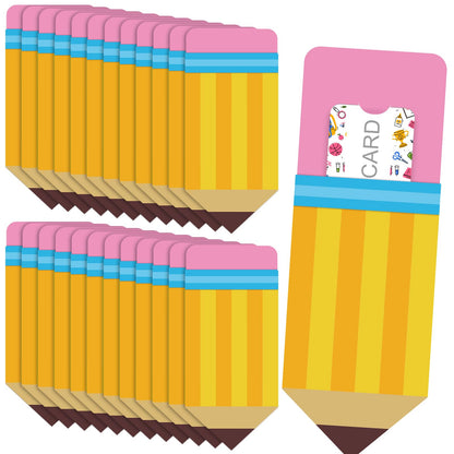 Hillban 24 Pcs Pencil Gift Card Holder End of Year Teacher Gift Coffee Money Sleeves Teacher Thank You Greeting Cards Bulk Graduation Party Back to School Cash Holder for First Day of School