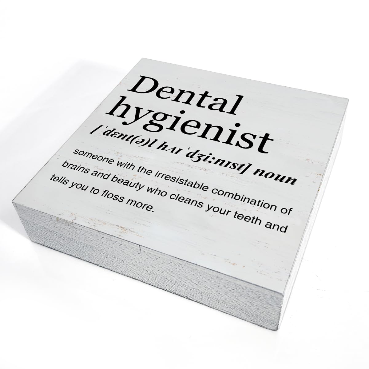 Dental Hygienist Gift Ideas Dental Hygienist Definition Art Wooden Box Sign Minimalist Desk Decorative Wooden Sign Home Office Decor for Table Shelf 5 x 5 Inches