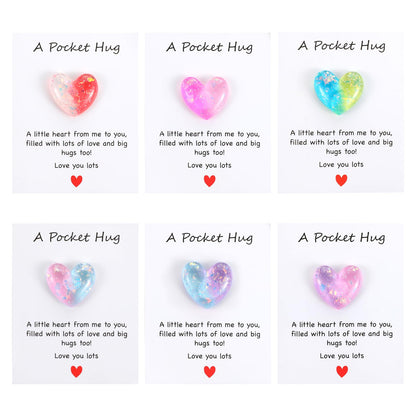 YUXIANLB 6 Pcs Pocket Hug Gift Set Heart Keepsake Tokens with Inspirational Greeting Cards Cute Thoughtful Gifts for Birthdays Anniversaries Friendship Long Distance Relationships Christmas Graduation