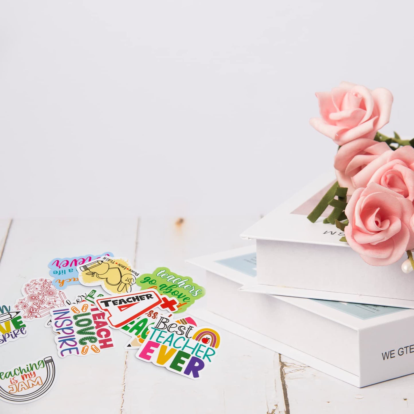 Fancy Land Teacher Stickers Vinyl Waterproof Teacher Appreciation Gifts for Laptop Water Bottle Back to School Supplies 100Pcs