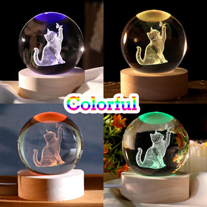 Cat Lover Gifts for Women 3D Cat Crystal Ball Themed Gift Mom Birthday Kitty Laddy Gift for Christmas Mothers Day