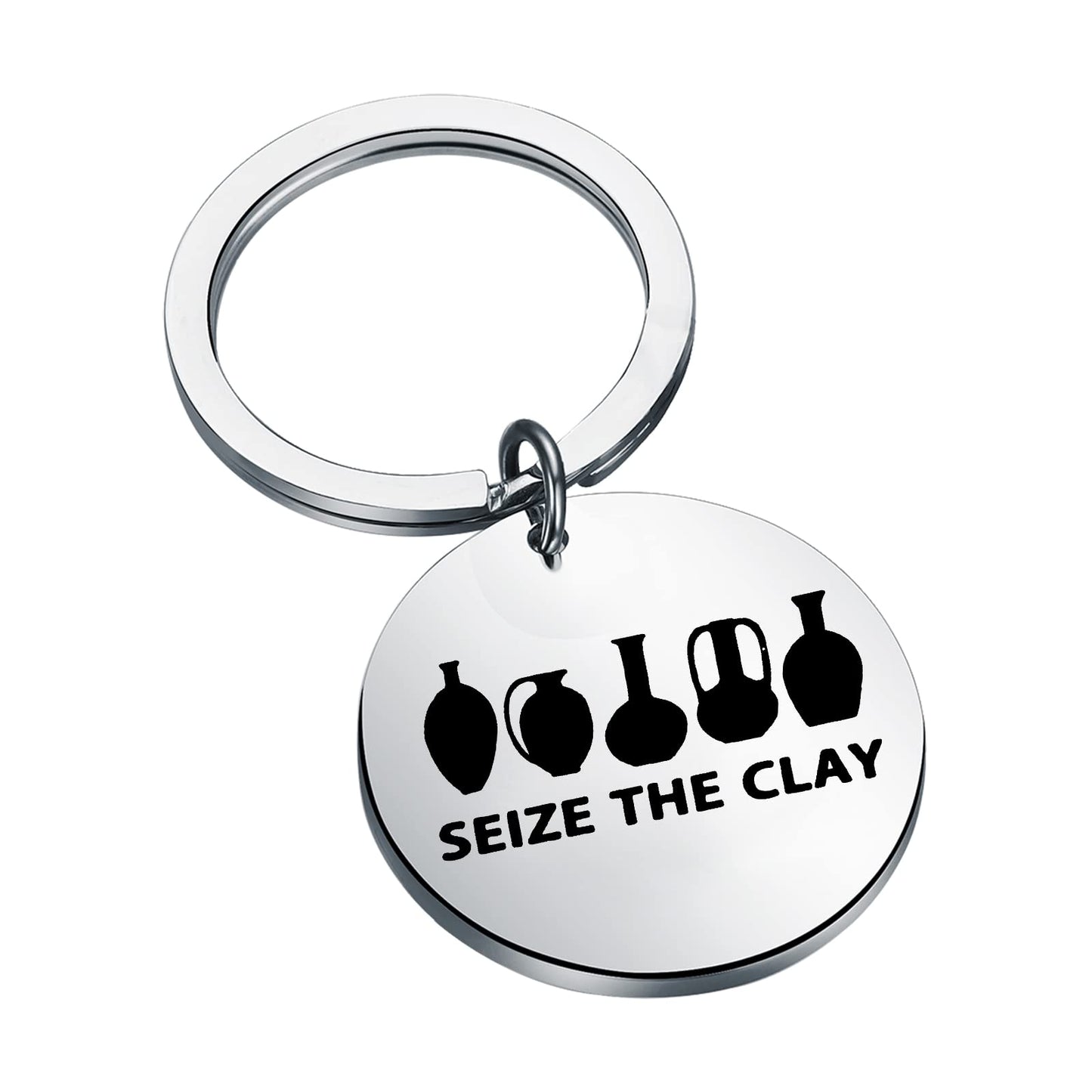 OKEYCH Ceramic Artist Gift Seize The Clay Keychain Pottery Lover Jewelry Pot Making Lover Gift Pottery Artist Gift