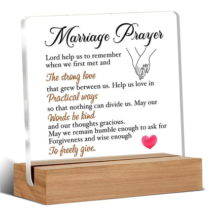 Wedding Gifts for Newlyweds, Bridal Shower Gift, Engagement Gifts for Couples, Marriage Prayer Home Decorative Signs Plaque for Desk