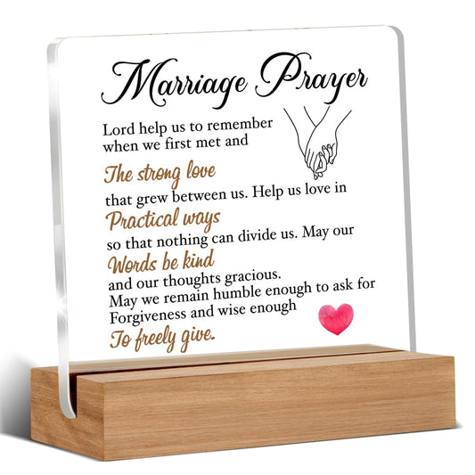 Wedding Gifts for Newlyweds, Bridal Shower Gift, Engagement Gifts for Couples, Marriage Prayer Home Decorative Signs Plaque for Desk