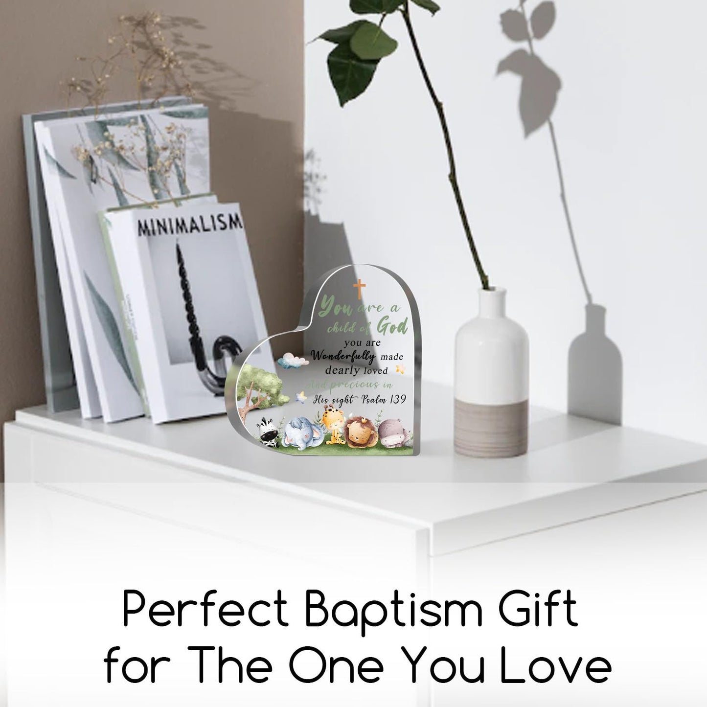 Christian Baptism Gifts for Girls Boys Newborn, Inspirational Godchild Decor for Home, Religious Christening Confirmation Catholic Sign Decorations for Granddaughter Grandson