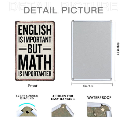 Funny Math Posters - Math Teacher Gift, Tin Sign Wall Art, Ideal Gifts for Math Teachers, Middle School & High School Classroom Decor, 8x12 Inch Metal Sign