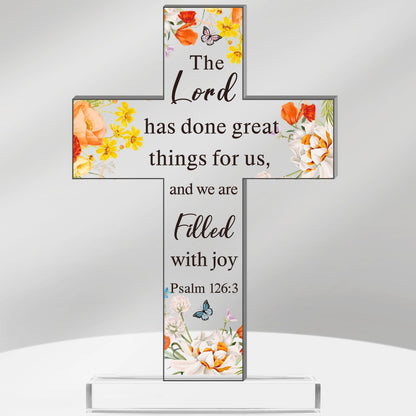 Chunful Christian Religious Gift for Women Acrylic Decorative Cross Standing Decor Jesus Catholic Bible Scripture Inspiration Gifts Cross for Mother Day Women Men Friends Coworker(Encouraging Style)