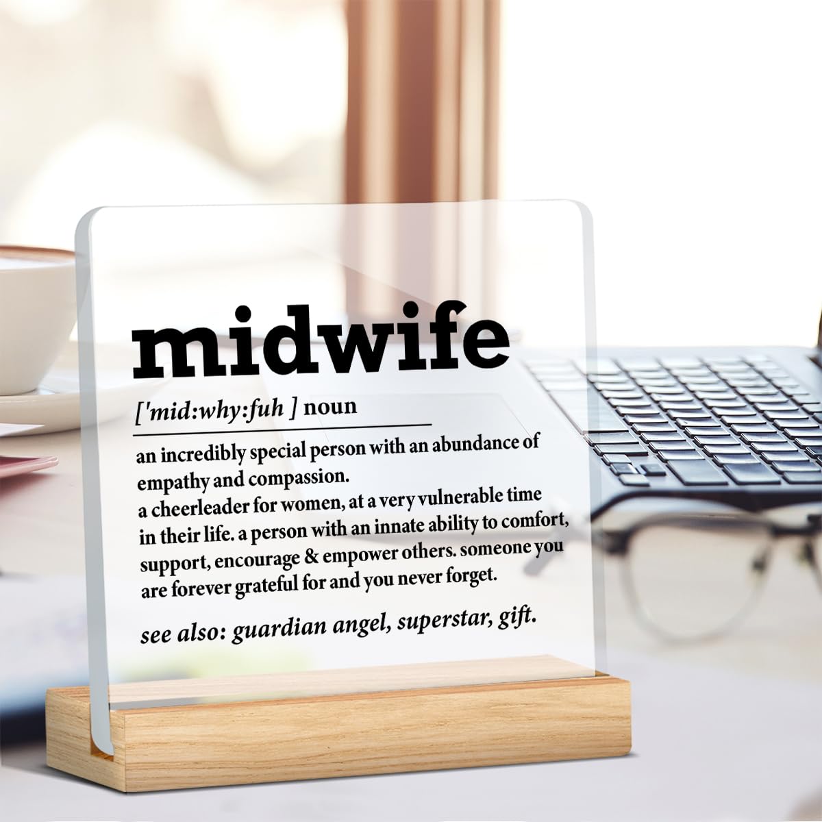 Midwife Gift for Women, Midwife Appreciation Thank You Gift, Midwife Gifts Ideas, Midwife Definition Acrylic Desk Sign Decor