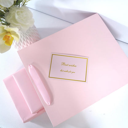Elegant Pink Gift Bag 10.2"x4.7"x12.2" with Ribbon Handles, Includes Card and Tissue Papers, Perfect for Birthdays, Weddings, Parties, Holidays, Baby Shower