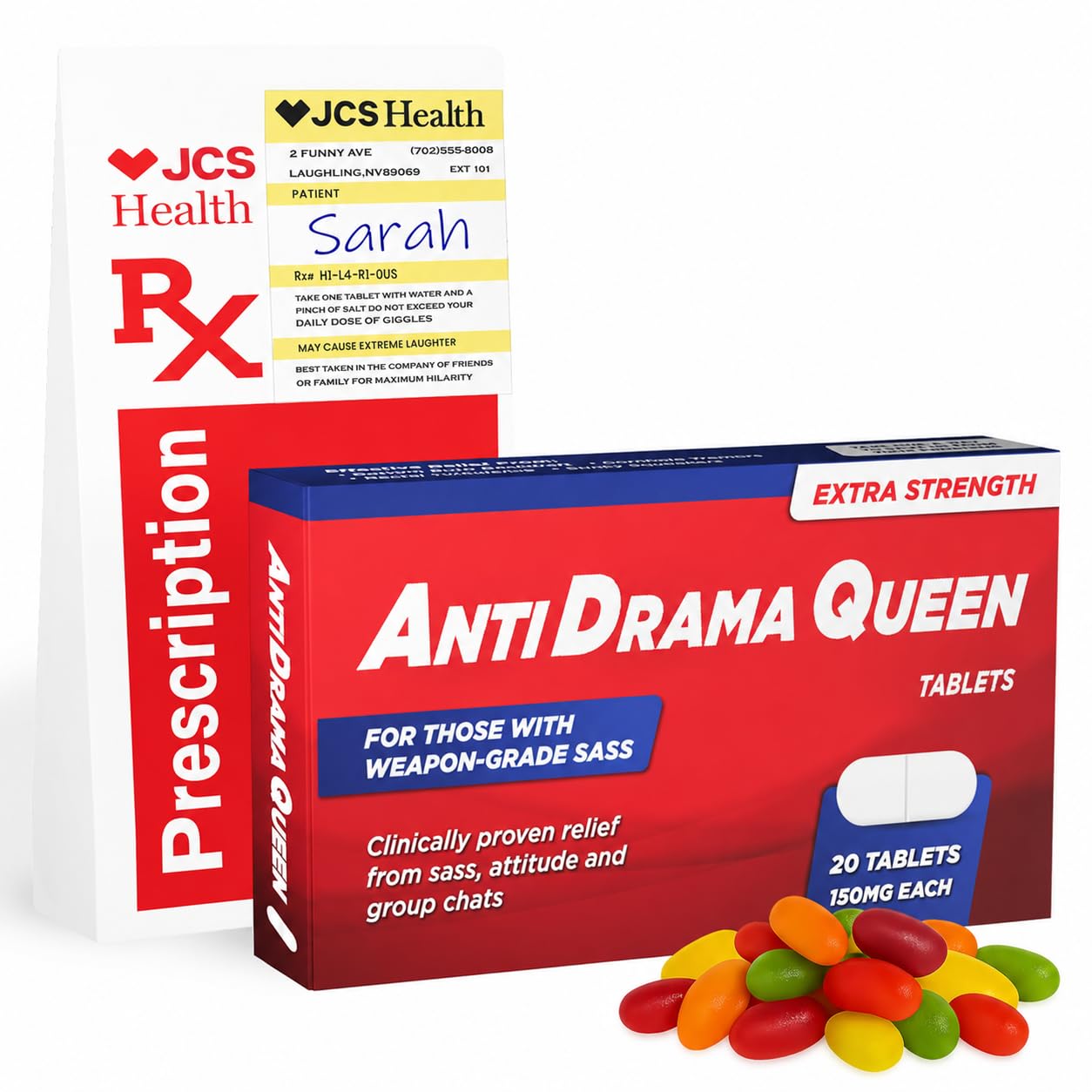 Anti Drama Queen Funny Gifts for Women or Teens, Jelly Bean Candy Prank Pill Box, Birthday Gift for Best Friend, Sister, Coworker, Teen Girl Gifts