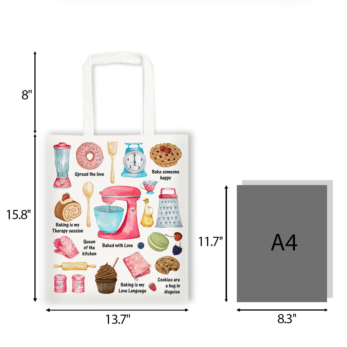 Baking Gifts Tote Bag, Baking Lover Canvas Tote Bag for Pastry Chef Bakers Mom Bake Cooking Gifts