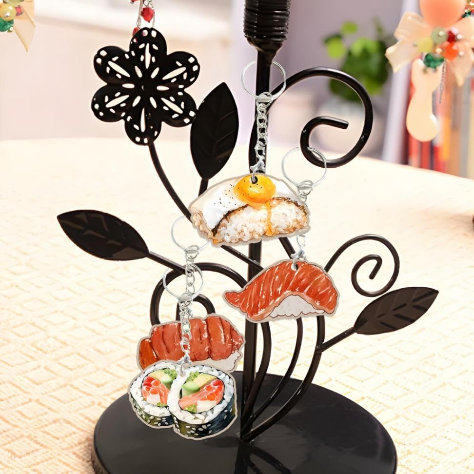 18 Pack Sushi Keychains Japanese Kawaii Fake Food Trinkets - Acrylic Yummy Sushi Keychain Gift Perfect For Lover Accessories,Asian Food Charm Decor, Purse Bag Decoration, Keychain Gift Set