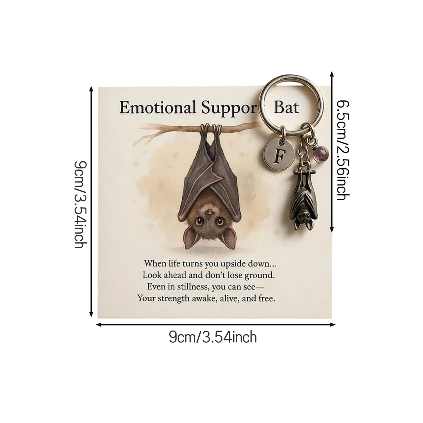 Emotional Bat Inspirational Keychain with Encouragement Verse Card - Metal Pendant Keepsake for Christmas,Bag