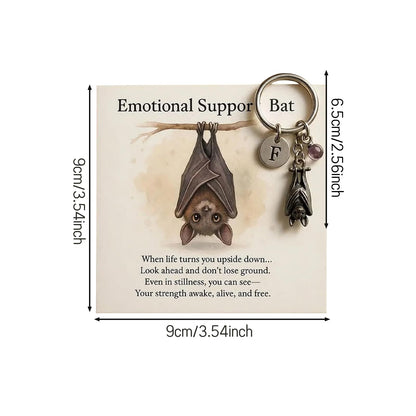 Emotional Bat Inspirational Keychain with Encouragement Verse Card - Metal Pendant Keepsake for Christmas,Bag