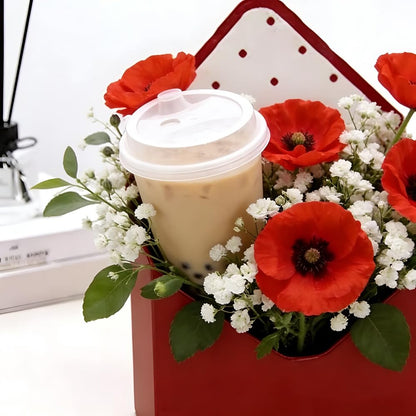 5 Pcs Flower Envelope Box,Folding Flower Storage Box,Waterproof Envelop Paper Boxes,Hand Folding Bouquet Flower Box for Wedding Engagement Valentines Day Birthday Graduation Party Decoration(Red)