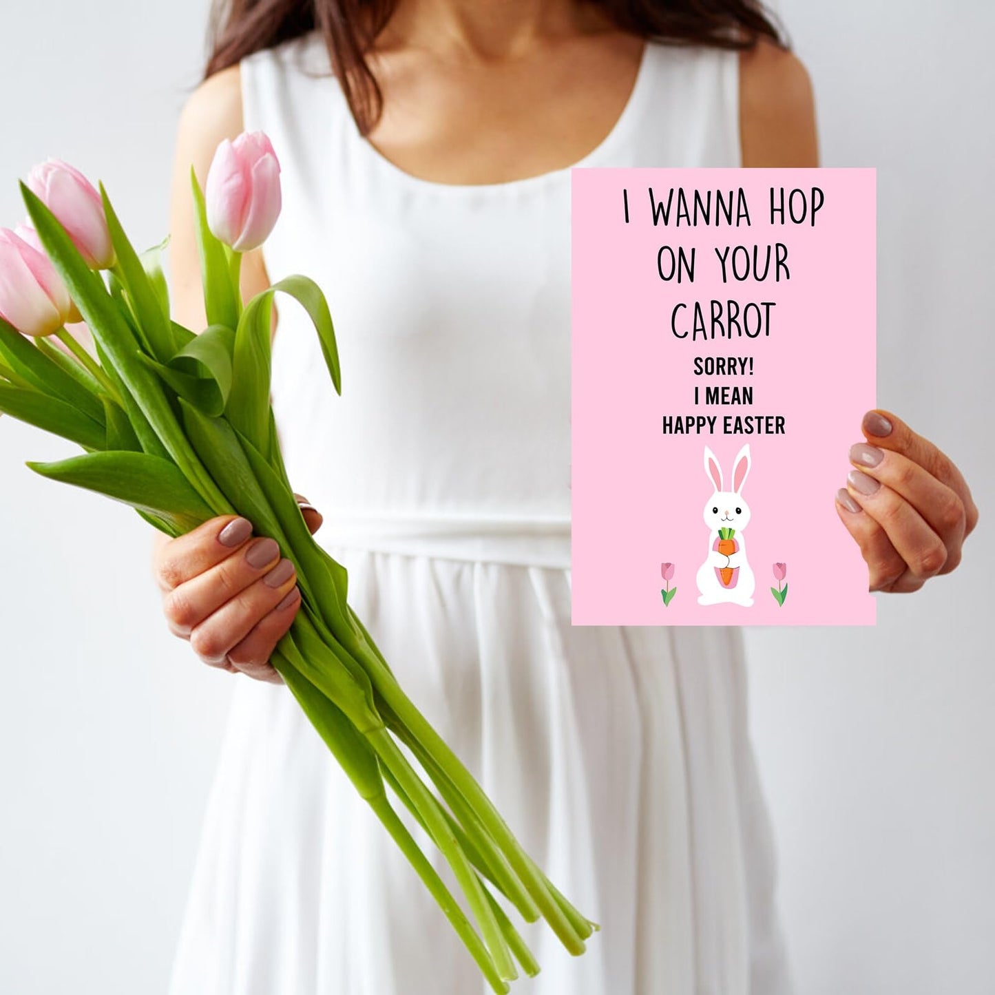 Ithmahco Humor Easter Card for Men, Easter Card Gift for Husband Boyfriend from Wife Girlfriend, I Wanna Hop on Your Carrot