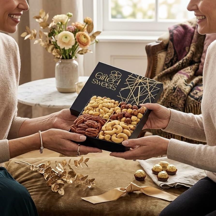 Fathers Day Nuts Gift Basket - 4 Varieties - Premium Assorted Tray - Gourmet Gifts for Birthday, House Warming, Care Package, Sympathy, Get Well, Employee Appreciation Gifts