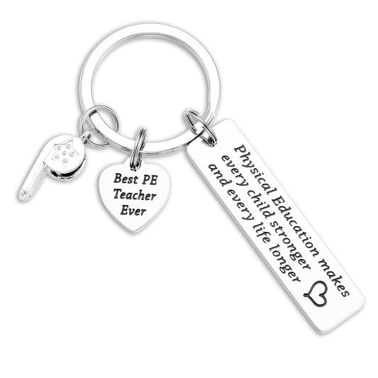 Ahaeth PE Teacher Gifts Keychain for Men and Women - Physical Education Professor Retirement Jewelry from Student - Gym Keychain