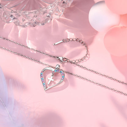 UPROMI Cross Necklace for Girls Back to School Gifts for Girls Baptism First Communion Confirmation Graduation Gifts