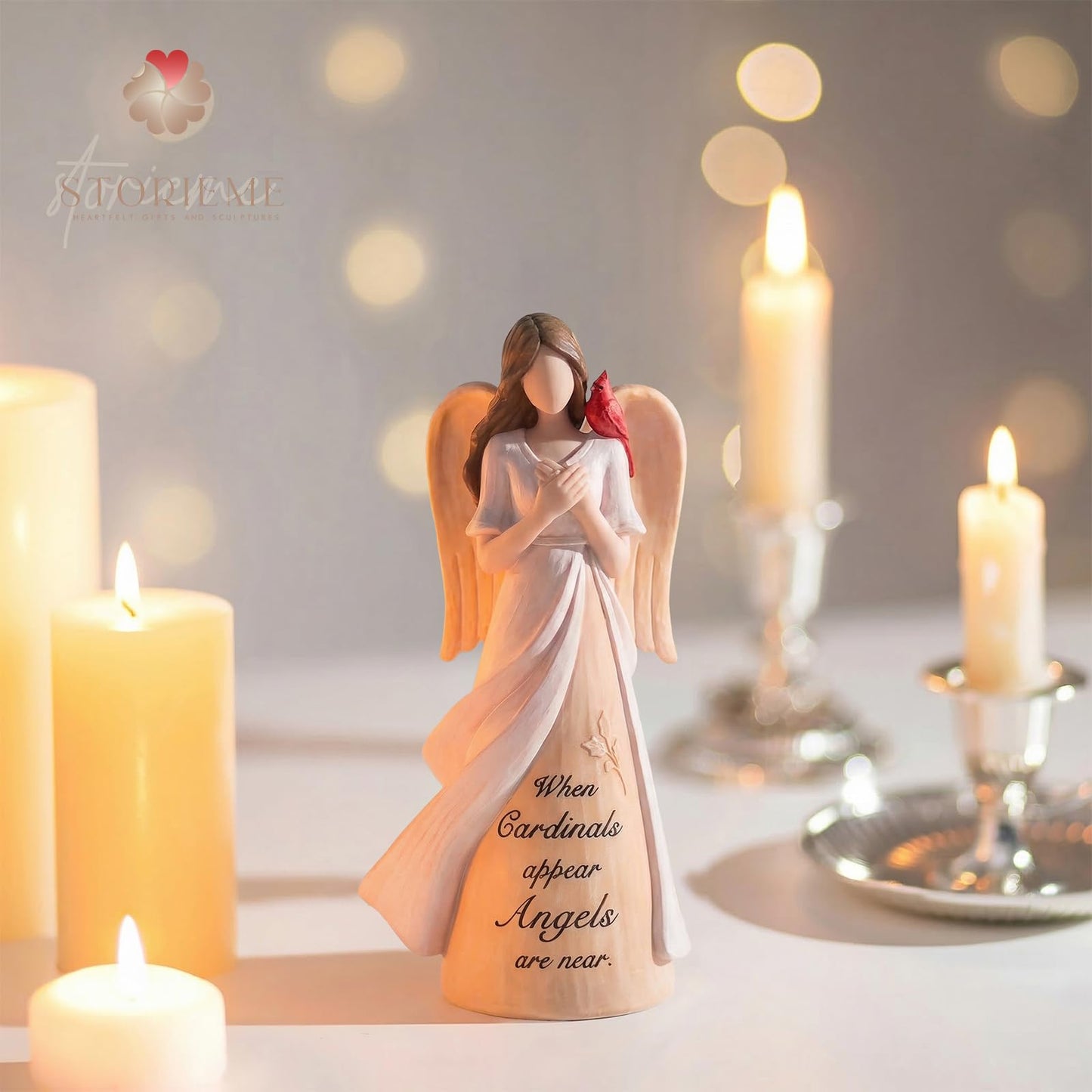 Storieme Cardinal Memorial Gifts for Women: Sympathy Gift for Loss of Loved One Mom Sister - Guardian Angel with Cardinal Home Decor