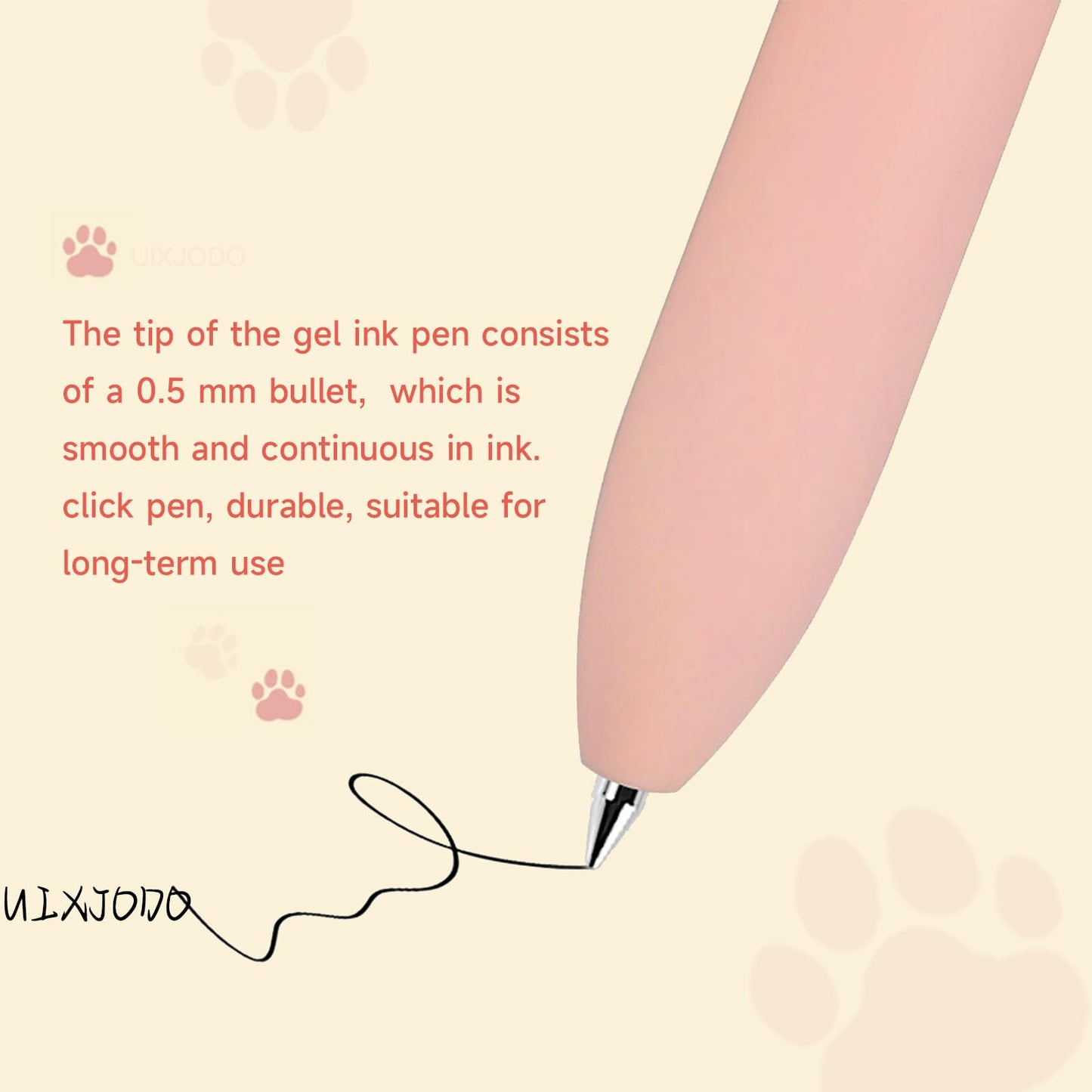 UIXJODO Cat Pens, 4 Pcs 0.5mm Cute Kawaii Black Ink Pens Fine Point Smooth Writing Pen, High-End Series Cat's Tail Retractable Pen for Journaling Note Taking (4 Pcs Cat)