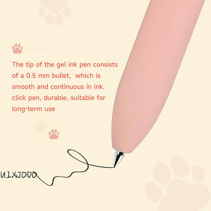 UIXJODO Cat Pens, 4 Pcs 0.5mm Cute Kawaii Black Ink Pens Fine Point Smooth Writing Pen, High-End Series Cat's Tail Retractable Pen for Journaling Note Taking (4 Pcs Cat)