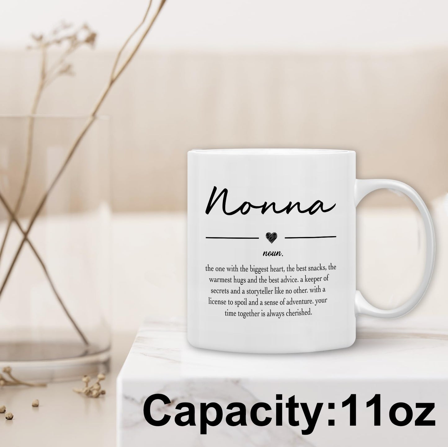 QASHWEY Nonna Gifts Coffee Mug, Gifts for Nonnas Grandma from Grandkids Grandchildren, Grandma Coffee Mug, Mothers Day Mugs Tea Cup Gift for GrandmaNonna, Nonna Definition CoffeeCup Ceramic 11oz