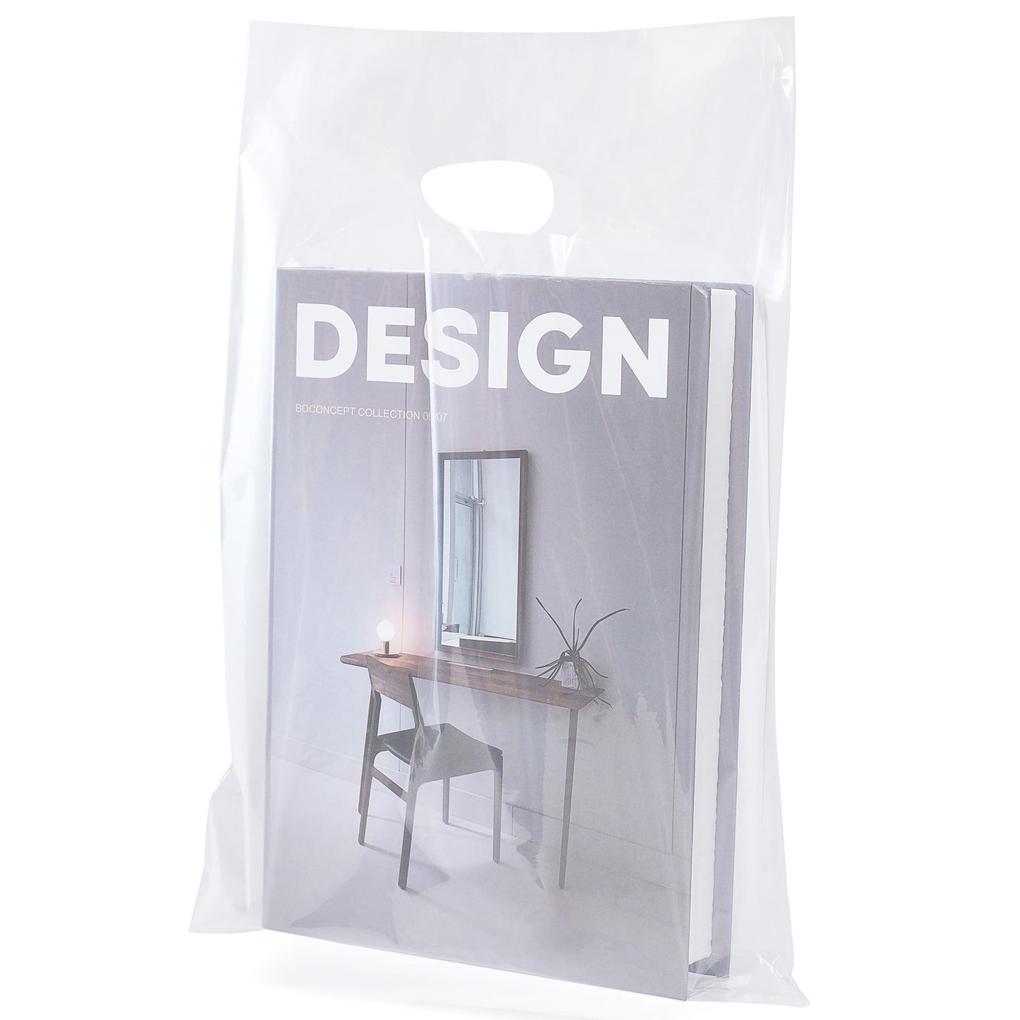 Choice Marts 100 Clear Plastic Bags With Handles 9"x12" Perfect for Merchandise And Retail 1.5Mil Thick Clear Gift Bags With Handles