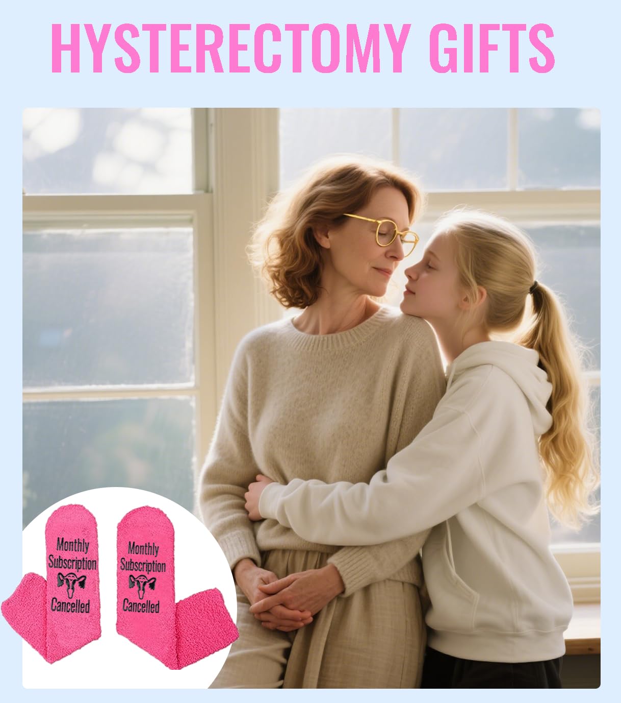 Hysterectomy Recovery Must Haves Socks, Hysterectomy Recovery Gifts for Women - Monthly Subscription Cancelled, Rose Red