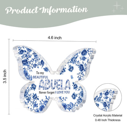 Mothers Day Gifts for Abuela Delicate Abuela Gifts from Grandkids Acrylic Butterfly Piece Decorations 4.5 x 3.5 inch Mothers Day Birthday Gifts for Abuela, Gifts Ideas for Abuela Blue
