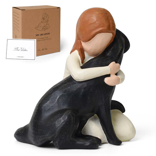 Lnrkai Black Dog Figurines Statues, Memorial Gifts for Loss of Dog, Sympathy Dogs Figurine for Pet Lovers, Hand-Sculpted Resin Black Labrador, Home Decor for Dogs Owners