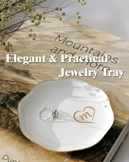 Gifts for Women – Initials Ceramic Jewelry Dish for Earrings, Necklaces, Bracelets, Rings, Watch, and Keys – Mother’s Day, Christmas, and Birthday Gifts for Women (m)