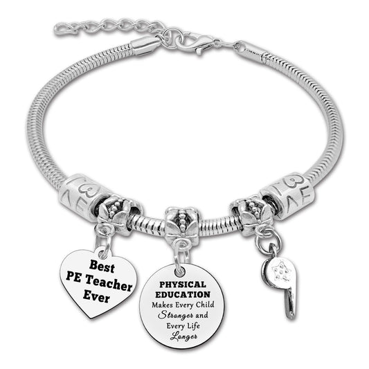 PE Teacher Gifts Bracelet Teacher Appreciation Gifts from Student Physical Education Gift Pe Bracelet Coach Gifts for Women Retirement Gifts for Teachers Graduation Gifts for Her Going Away Gifts